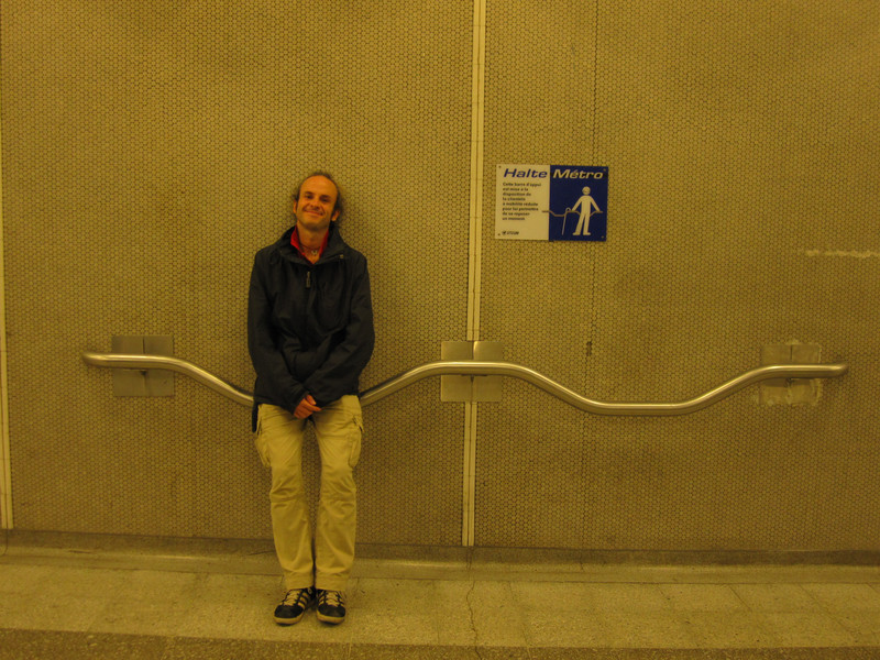 The elderly resting in the metro tunnel